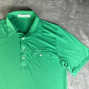 Criquet Polo Shirt Mens L Green Short Sleeve Blend Classic Fit Golf Casual